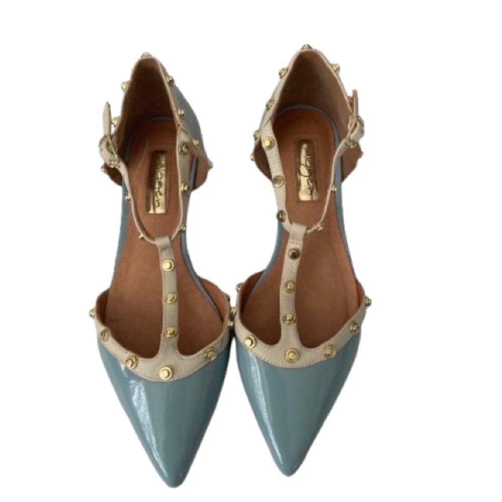 Halogen Blue and Cream Studded Flats